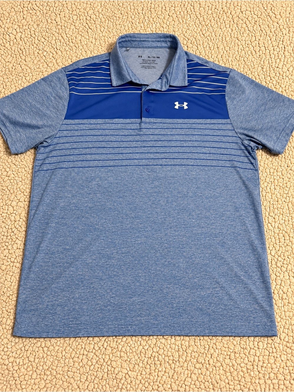 Under Armour The Playoff Polo Men’s XL Blue Striped Golf Shirt